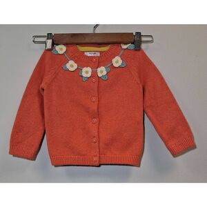 Boden girl size 2 yrs wool cotton sweater cardigan coral papaya